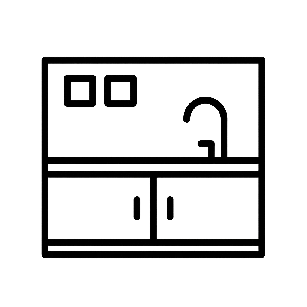 Icône minimaliste d'une crédence de cuisine en verre
