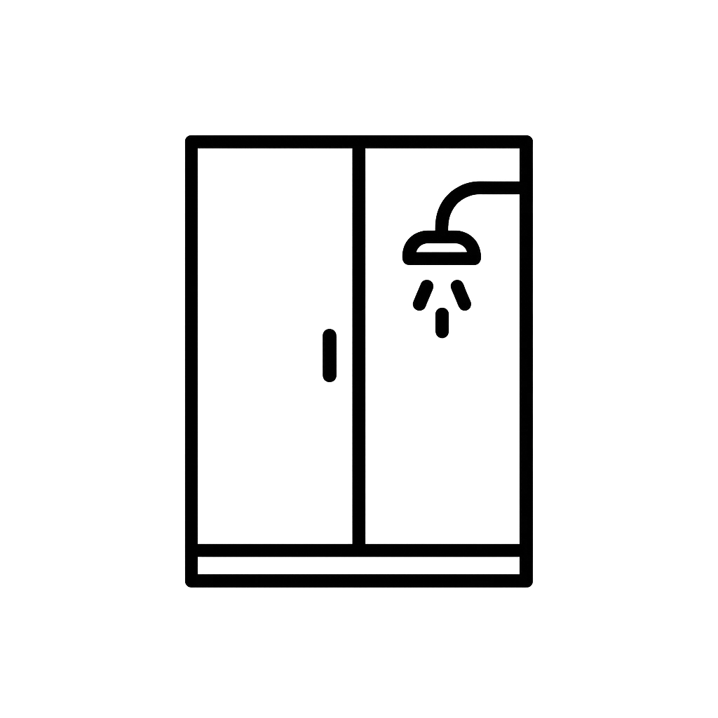 Icône minimaliste d'une paroi de douche en verre